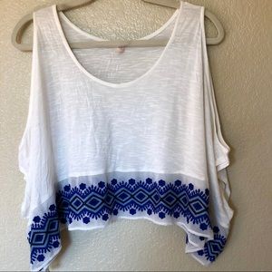 Free people embroidered peek a boo crop top
